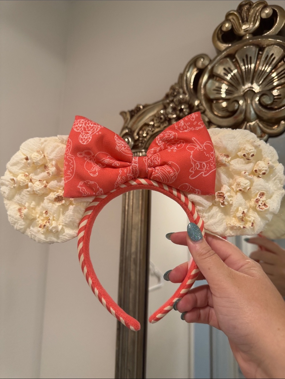 Disney Popcorn-Snack Ear Headband with reddish Bow